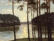Walter Leistikow Evening mood at the battle lake Sweden oil painting artist